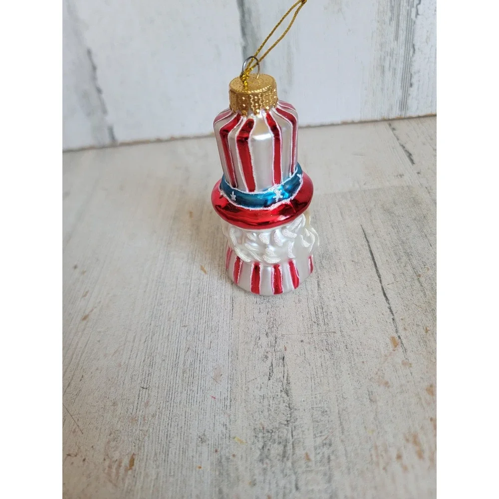 July 4th uncle same Santa Claus glass ornament Xmas unique home decor
